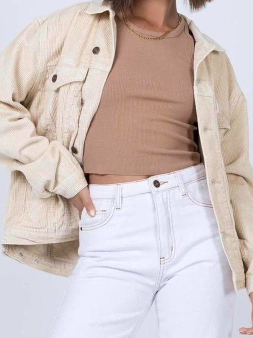 Princess Polly Beige Western Cord Jacket